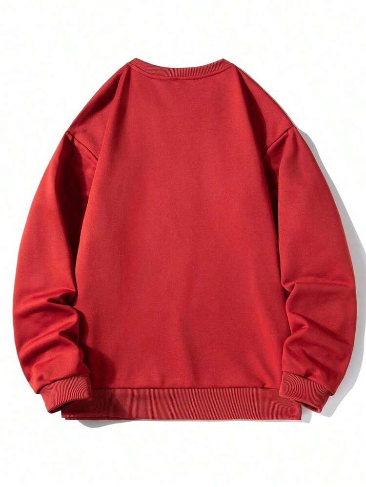 Christmas Outfit Womenchristmas Outfit WomenMen's Solid Color Pullover Sweatshirt, Casual Everyday Wear, For FallLoose And Comfortablewomen Winter Clotheswinter Clothes For Women - 黑色 - 查看 7