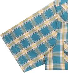 Mens Short Sleeve Plaid Button Down Shirt Western Casual Shirts With Two Pocketshalloween - 湖藍色 - 查看 7