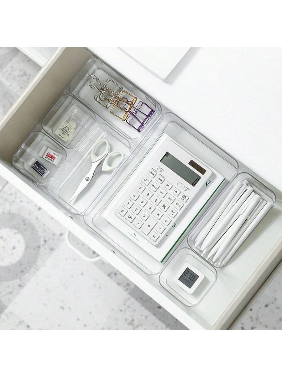 6/7 صناديق منظم شفافة للأدراج، صناديق تخزين مستحضر...