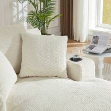 LUCKHAO 49" Chaise Lounge Indoor, Oversized Chaise Lounge Chair With 3 Comfy Pillows For Living Room Bedroom, Wide Arms Corduroy Fabric High-Density Foam No Assembly Required - 米色 - 查看 5