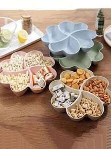 1pcPlatter, Unbreakable Chip & Dip Serving Divided Plates, 4-Compartment Heart-Shaped Serving Dish Tray For Nuts, Candy, Dried Fruit, Salads, Snack