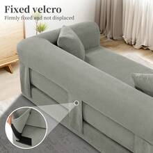 Convertible Sofa Bed, 80'' Foldable Sleeper Lounge Modular Couch Comfort Compression Sofa Loveseat For Small Spaces Comfort For Apartment Bedroom, Corduroy Fabric - 淺灰色 - 查看 7