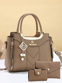 Elegant Embroidered Women's Handbag - With Detachable Shoulder Strap, Zipper Closure, Lake Blue/White/Red/Black, Non-Fading, Gold-Tone Hardware, Elegant Daily Choice | Handbag | Detachable Shoulder Strap - Black - View 8