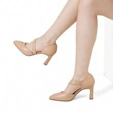 Women's High Heels Pumps Dress Closed Pointed Toe Comfortable D'Orsay Pumps Shoes For Work Office Wedding Dancing - 杏色-PU - 查看 10