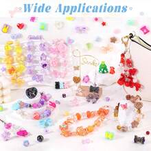 320g 8-Color Random Mixed Acrylic Beads For DIY Jewelry Making, Includes Flower, Bow, Heart, Bear Charms, Suitable For Bracelets, Necklaces, Phone Chains, Keychains, Stickers