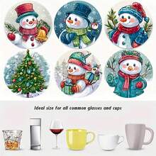 1 bộ/4 cái/6 cái/300 cái Đế lót ly bằng bùn diatom họa tiết người tuyết, thích hợp để trang trí nhà cửa, quán cà phê, trà chiều, trang trí nhà hàng, tiệc theo chủ đề, trang trí hàng ngày và cũng có thể làm quà tặng Giáng sinh - Nhiều màu - Xem 4