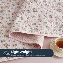 Floral Quilt Set Coquette Cottagecore Shabby Chic Flower Pattern For Women Teen Girls Reversible Lightweight Bedspread Coverlet 3 Pieces Pink Twin Twin XL Size - 粉色 - 查看 6