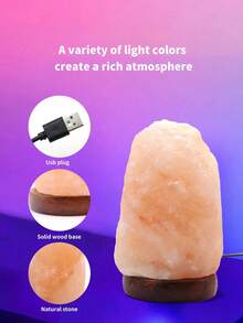 1pc Himalayan Salt Lamp, LED Crystal Salt Lamp Lighting Nightlight, USB Powered, Nursery Night Light, Bedroom Sleep Aid Light, Holiday Decor, Home Decor, Party Decor, Bedroom Decor, Living Room Decor, Bedside Accessory