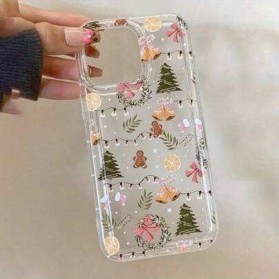 Clear Cute Blue Floral Branch Pattern TPU Shockproof Phone Case With Cream Bumper Frame, Compatible With Apple 17 Pro Max/17/16/15 Pro Max/15 Plus/15 Pro/15/14 Pro Max/14 Plus/14 Pro/14/13 Pro Max/Pro Max/12 Pro Max/12 Pro/12/11 Pro Max/11, Perfect Christmas, New Year, Easter Gift For Family And Friends, Best Christmas Choice