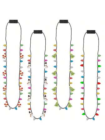 Julfestpresent, Julhalsband med ljus, Julhalsband med 3 lägen, LED-juldekoration Röd Gul Blå Gröna Glödlampor och jultomten, Julgran, Snögubbeformat glödhalsband, Fult tröjparty