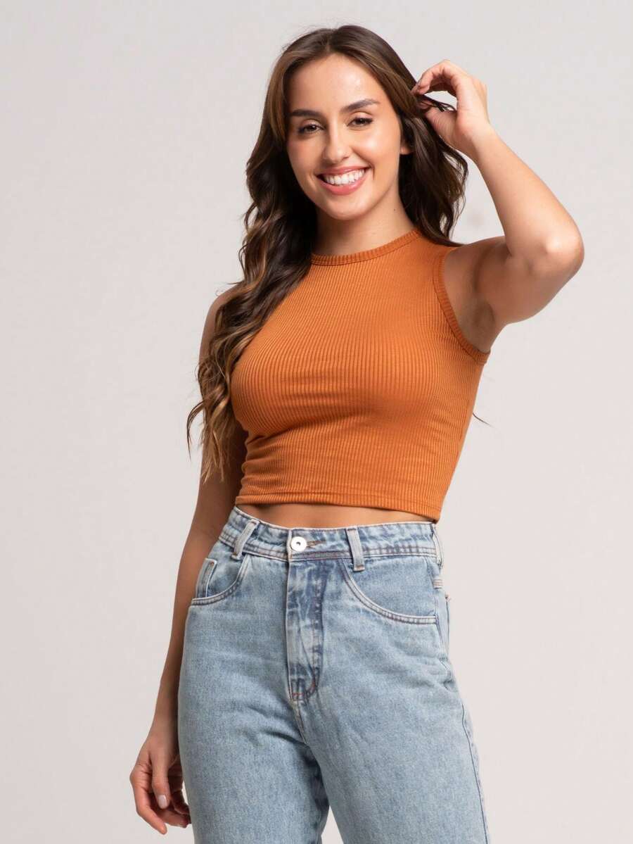 Women Tank Tops & Camis - 駝色 - 查看 1