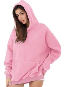 Mens Women Oversized Acid Wash Hoodie Unisex Heavyweight Vintage Fleece Sweatshirt & Hoodies For Men Couple 2025halloween - 粉色 - 查看 7