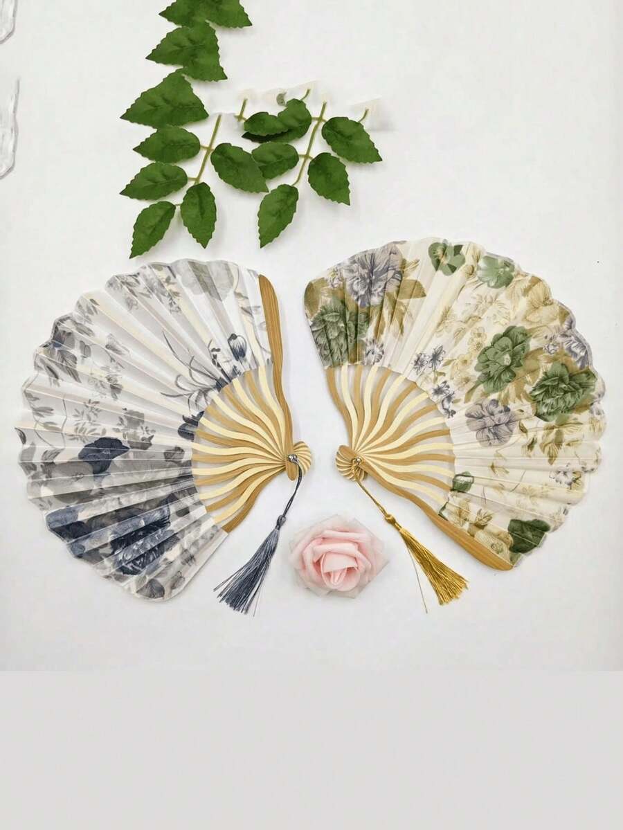 1个风扇配1个风扇罩，新款中国龙形扇叶风扇，可折叠手持风扇，日式风格，便携式，复古中国风