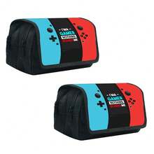 1 Pc Game Machine Theme Pencil Bag, Large Capacity Double-Layer Flip Pencil Bag, Double-Layer Zipper Design, Polyester Material, Suitable For Students' School Use, Desktop Stationery Storage,Case - Multicolor - View 10