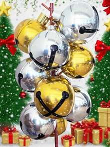 2pcs/4pcs 18-Inch 4D Christmas Bell Foil Balloons, For Christmas Party Decorations, Yard Display, Christmas Decorations, Gatherings, Weddings, Home Birthday Decor, Christmas Theme Hanging Balloons, Christmas Atmosphere Background, Christmas & New Year Home Decor Christmas 2026 - Multicolor - View 1