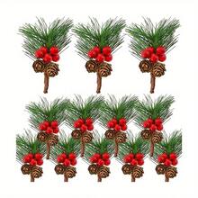 10 pièces/5 pièces/1 pièce Pommes de pin artificielles et baies rouges en combo - parfait pour les décorations de sapin de Noël, la décoration des fêtes et l'artisanat, les cadeaux de Noël, la décoration de la maison, les décorations de Noël, les centres de table, les couronnes de Noël, décoration de pièce aléatoire en couleur et style pour l'hiver
