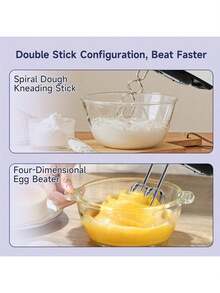 7-Speed Electric Hand Mixer - Powerful Motor With Dough Hooks & Whisks| Auto Shut-Off, Compact & Easy Clean| Ideal For Baking, Baby Food & Home/Kids Cooking - 白色 - 查看 9