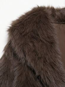 HH Damen einfarbige Kunstpelz Jacken mit langen Ärmeln für Wärme im Winter, Mantel für Frauen, Mode Umlegekragen, locker, Lässig Oberbekleidung