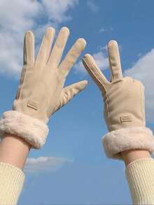 1 Đôi Găng tay cảm ứng ngoài trời ấm áp cho nữ, Găng tay dày chống gió, chống lạnh, mùa thu/đông - Nhiều màu - Xem 6