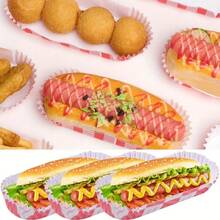 100 Red And White Checkered Paper Hot Dog Boats, Disposable Food- Checkered Trays With Lips For Concessions, Parties, Weddings, Camping, Food Trucks, And Outdoor Events, Party Trays | Stackable Trays | Disposable Paper Trays - Halloween Hot - 彩色 - 查看 4