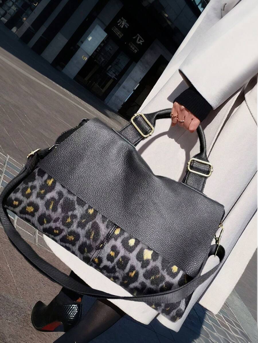 Túi xách cá nhân hóa thời trang Y2K dành cho nữ, túi đeo vai họa tiết da báo phong cách Punk đường phố với nhiều ngăn và dây đeo vai có thể tháo rời. Ví nữ hoàn hảo cho sử dụng hàng ngày, tiệc mua sắm, đi làm và là một món quà thời trang hoàn hảo cho kỳ nghỉ. - Xám - Xem 1