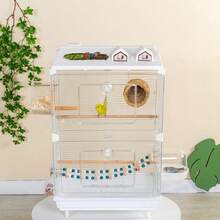 Transparent Birdcage For Budgerigars, Ornamental Birdcages For Cockatiels, Lovebirds, White-Eyes, Large-Sized Villa Birdcages, Viewing Cages. - White - View 4