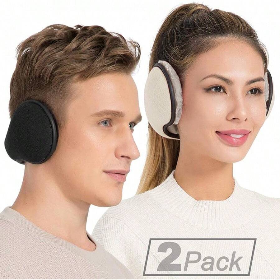 Foldable Fleece Ear Warmers For Outdoor Skiing - B-black+White - View 1