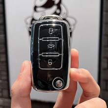 汽车钥匙扣外壳，防摔，粉色和银色，适用于大众朗逸/速腾/帕萨特/斯柯达明锐/速派/科迪亚克/柯米克/速派 - 粉色 - 查看 2