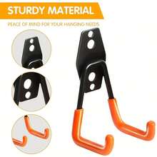 重型金属工具挂钩 - 工业级车库储物架 - 节省空间的车库、车间、家用壁挂式挂钩 - 防锈、坚固的结构 - 可固定梯子、自行车、工具 - 现代车库储物解决方案、车库配件、车间组织、时尚挂钩设计、耐用挂钩材料、防锈挂钩、双色设计、工业级挂钩、DIY 爱好者 - 彩色 - 查看 3