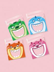 100 个卡通派对礼品烘焙包装自粘袋，密封糖果、糖果、饼干零食袋，用于烘焙饼干、巧克力、零食、甜点自制工艺品、透明自粘面包袋、派对用品烘焙派对礼品袋、婚礼派对礼品袋、节日礼品袋、厨房小工具 - 彩色 - 查看 2