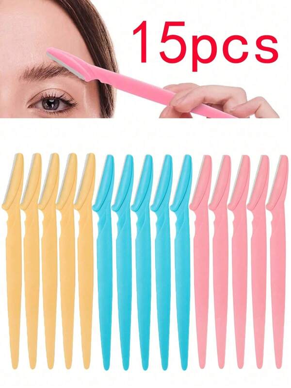 1 pieza/6 piezas/15 piezas/8 piezas Rasuradora y afeitadora de cejas para mujeres, removedor de vello exfoliante y herramienta de arreglo con cubierta, productos y accesorios para el cabello para peluquería, salón de belleza y artículos esenciales de viaje