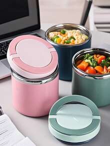 niceforyou 1pc Stainless Steel Vacuum Insulated Portable Lunch Box, Capacity Between 630ml To 1000ml. Features Portable Design And Vacuum Insulation, Durable And Sturdy. This Stylish And Practical Handheld Lunch Box Is Suitable For - Pink - View 7