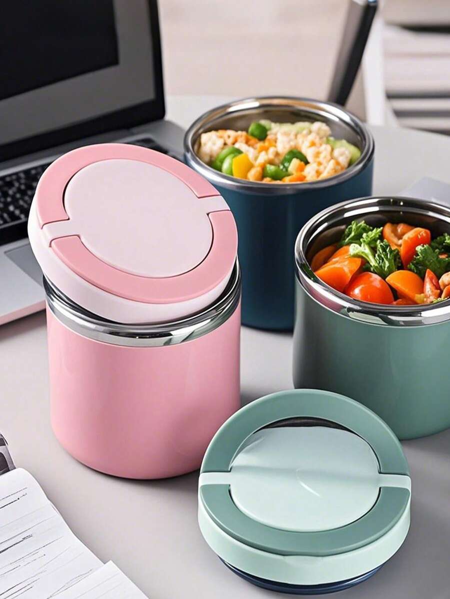 niceforyou 1pc Stainless Steel Vacuum Hot Portable Lunch Box 630-1000ml Insulated Lunch Food Warm Soup Cup Insulated Container Bento Lunch Box, Portable Design, Durable, Leak-Proof, Suitable For Home And Office, Fashionable And Practical Hand-Held Lunch Box