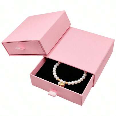 10 piezas - Cajas de joyería de cartón con estilo de cajón, cajas de regalo de joyería de cartón rosa con esponja negra, cajas de regalo de joyería apilables a granel para collares, pulseras, aretes, almacenamiento y exhibición de regalos de joyería
