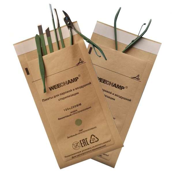 100 pièces Sac en papier kraft pour stérilisation Sac stérilisateur haute température à fermeture automatique pour outils dentaires et produits de manucure