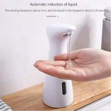 1pc 200ml Automatic Soap Dispenser, Touchless Liquid Soap Dispenser With Waterproof Base, Automatic Soap Dispenser For Kitchen, Bathroom, Hotel, Bathroom Storage & Organization, Home Decor, Furniture, Bathroom Decor, Autumn Decor, Back To School Decor - White - View 9