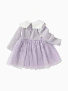 Balabala Young Girl 2025 Autumn New Arrival Chiffon A-Line Dress - Pink Purple - View 8