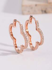 1 par de aretes de aro con flores de rhinestone y trébol de la suerte para mujer, regalo de moda para amigos en Navidad, Halloween, San Valentín, mamá, madre, Día de la Madre, regalo