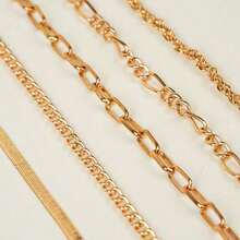 5pcs Bohemian Minimalist Hand Jewelry  Metal Chain Set Multi-Layered Chain Minimalist Bracelet For Women - Yellow Gold - View 9