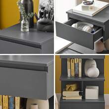 SoBuy FBT49-N, Bedside Table Night Stand Side Table End Table Coffee Table With 1 Drawer And 2 Shelves, Natural - Grey - View 10