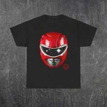 Red Power Ranger TeeNew Casual T-Shirts For Men And Women - 黑色 - 查看 6