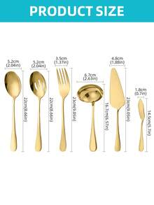 6 Stücke hochwertiges Besteck-Set aus Edelstahl, beinhaltet Servierlöffel, Kelle, Serviergabel, Suppenlöffel, Kuchenheber, Buttermesser, geeignet für Bankette, Buffets, Restaurants, Hotels, Zuhause (verschiedene Farben erhältlich), Catering Küchen Essservice Set, Edelstahl Buffet Party Serviergeschirr