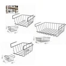 ARISE - Paquete de 4 Cestas de Alambre Metálicas Multifuncionales – Organizador Deslizante y Apilable para Cocina, Baño, Oficina, Dormitorio y Despensa, Disponible en 3 Tamaños (42*28*14, 22*22*13, 22*18*13 cm) - Negro - Ver 2
