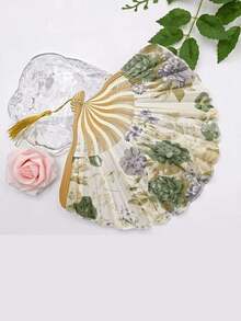 1个风扇配1个风扇罩，新款中国龙形扇叶风扇，可折叠手持风扇，日式风格，便携式，复古中国风 - 多色 - 查看 4