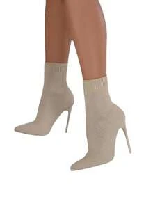 Autumn Winter Wool Short Boots Women Shoes Pointed Toe Thick Heel  Elastic Boots Knitted Socks Boots Large Size 34-43 - Đen dài - Xem 7
