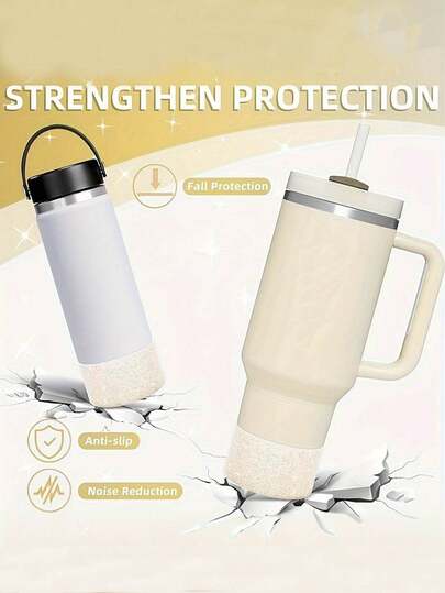 Customized Anti-Slip Silicone Cup Sleeve Set, Bottom Protective Cover For 12-40 Oz Universal Insulated Tumblers, Vacuum Flasks And Stainless Steel Bottles, Cup Accessories