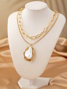 1 Paar asymmetrisch geformte modische Ohrringe mit Kunstperlen-Anhänger, eleganter Vintage-Stil für Frauen