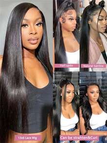 40 Inch Lace Front Wigs Human Hair Brazilian 13x4 Frontal Wig HD 13x6 Human Hair HD Transparent Bone Straight Lace Front Wigs - Natural Black - 查看 4