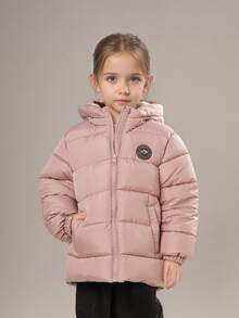 SOLOCOTE 女孩可爱冬季连帽棉衣，带口袋，温暖舒适，适合休闲外出，圣诞礼物 - 粉色 - 查看 2