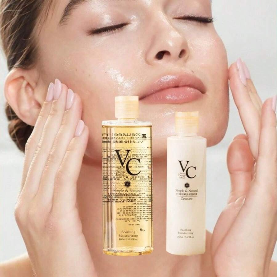 Vitamin C Toner + Vitamin C Moisturizer, Refreshing Hydrating & Nourishing Skin. Moisturizing Essence Toner, Nourishing Moisturizing Lotion, Moisturizes Skin - Orange - View 1